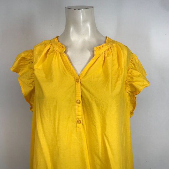 LANE BRYANT - WOMEN'S 14/16 -YELLOW V NECK SHORT CAP SLEEVES 100% COTTON TOP - Picture 2 of 8
